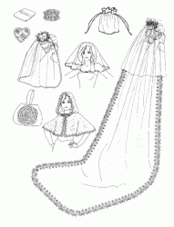 4216 SIMPLICITY BRIDE VEILS LENGTHS, CAPELET, PURSE, PILLOW, GARTER PATTERN