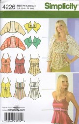 4226 SIMPLICITY BABYDOLL TOP, COCOON JACKET, SHRUG PATTERN 6-14; 14-22 choice UNCUT