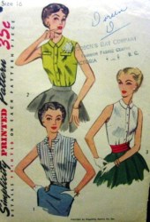 4238 SIMPLICITY EZ 1953 SIMPLE TO MAKE SLEEVELESS BLOUSE PATTERN 18 36"