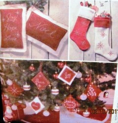 4265 RED WHITE STOCKING, PILLOW, ORNAMENTS, TREESKIRT PATTERN