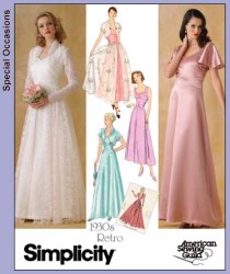 4270  SIMPLICITY 1930 RETRO SLEEVELESS/ SS  EVENING DRESS LENGTHS, BOLERO PATTERN 8-24 2 SIZES