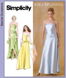 4272 SIMPLICITY DESIGNER STRAPLESS EVENING GOWN, WRAP, PURSE PATTERN 8-16,16-24