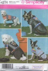 4274 SIMPLICITY 4 SMALL TO MED DOG COATS/ SHIRTS BIKER PATTERN UNCUT