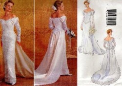 4288 OFF SHOULDER BRIDAL FLOOR DRESS,TRAIN PATTERN 6-12,14-18