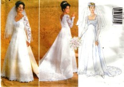 4289 EMPIRE BRIDE FLARE DRESS,DETACH TRAIN PATTERN 6-12,14-18