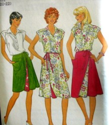 4299 70s YOKE SS BLOUSE,FRONT WRAP REVERSE SKIRT PATTERN 18-22
