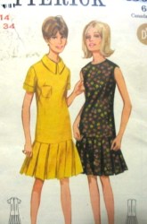 4303 Butterick 1960s BOX PLEAT DRESS SLEEVES OR NOT PATTERN 10,14 CHOICE
