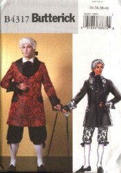 4317 GENTLEMEN'S HISTORIC COAT,PANTS,JABOT PATTERN 34-48 2 SZS