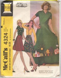4324 1974 FRONT OR BACK WRAP TIED SKIRT 3 LENGTHS PATTERN MD