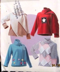 4346 EZ FLEECE PULLOVER LS TOP,APPLIQUE, SCARF PATTERN XS-M,L-XL