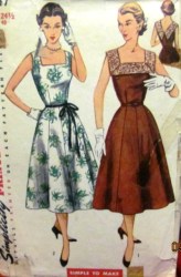 4347 '53 EZ SLEEVELESS SQ NECK FLARE BACK V DRESS PATTERN 24 1/2