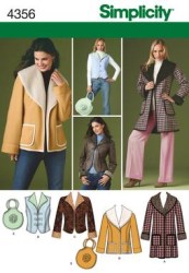 4356  COLLAR COAT, JACKET LENGTHS, VEST, BAG PATTERN 6-14,14-22