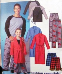 4358 EZ FATHER SON ROBE,BELT,PJ TOP,BOTTOMS PATTERN 3-6,S-L