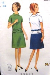 4362 60s SS A-LINE COLLAR DRESS,BELT PATTERN 12 32''B