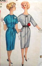 4362 SIMPLICITY KIMONO SLEEVE DRESS, DETACH COLLAR, CUFFS  60S PATTERN 14