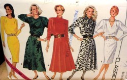 4364 BK BUTTON STRT-FLARE LS DRESS 3 LENGTHS PATTERN 12-16