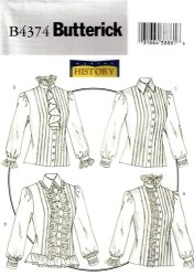 4374 HISTORIC ROMANTIC FRILLY TUCK LONG SLV BLOUSE PATTERN 8-14