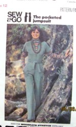 4380 70S KNIT LONG ZIPPY SS JUMPSUIT, BELT PATTERN 12, 14