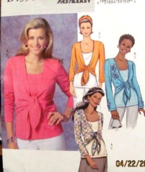 4396 BUTTERICK  EZ STRETCH KNIT TOP TIE/ SLEEVES OR NOT PATTERN 4-14,16-22 CHOICE UNCUT