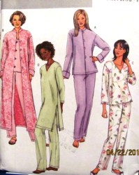 4406  BUTTERICK PAJAMAS, JACKET, LONG ROBE, TOP, TUNIC,  PANTS PATTERN XS-M UNCUT