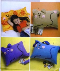 4412 FLEECE CAT,DOG, LION,BEAR PILLOW COVERS PATTERN