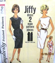 4429 SIMPLICITY JIFFY SLEEVELESS SHIFT DRESS, BELT 60S PATTERN 14