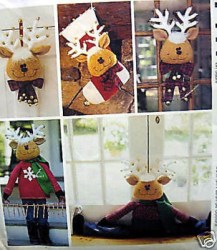 2444 REINDEER GREETER,WALL HANG, STOCKING, DRAFT BUSTER PATTERN