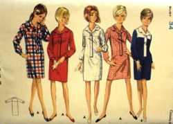 4456 60s SLIM STEP IN YOKE LS SHIRTDRESS PATTERN 14 , 18