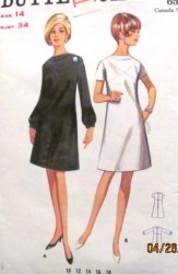 4483 JUST A COWL NECK SS-LS A-DRESS 60S PATTERN 14 34