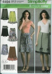 4494 SIMPLICITY EASY CUTE LO RISER SKIRTS LENGTHS, SASH, FLOUNCE PATTERN 6-14