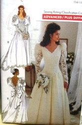 4501 BUTTERICK BRIDAL DROP WAIST FLARE FLOOR DRESS, TRAIN PATTERN 8-12,14-18 CHOICE