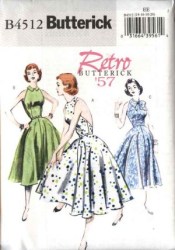 4512 RETRO 57 FLARE HALTER CIRCLE DRESS,CUMMERBUND PATTERN 6-20