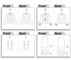 4515 BUTTERICK FIT LS JACKET,  TOP, KNEE TO FLOOR SKIRT PATTERN 8-22 2 SIZES