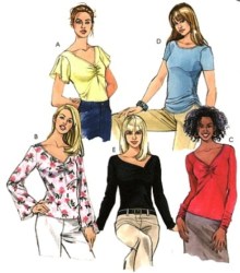 4517 CUTE STRETCH KNIT SS-LS  RUCHED TOPS PATTERN XS-MD,L-XL