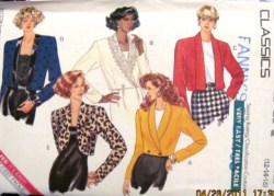 4520 89 LOOSE UNLINED SHORTER 1-2 BREASTED JACKET PATTERN 12-16