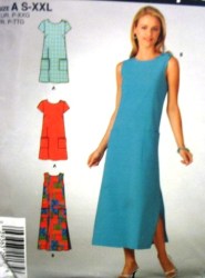 4523 SIMPLICITY EZ POCKET SHIFT DRESS LENGTHS,SLEEVES OR NOT PATTERN S-XXL