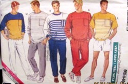4526 BUTTERICK STRETCH KNIT MEN'S SS-LS TOP,JOG PANTS,SHORTS PATTERN XS-M