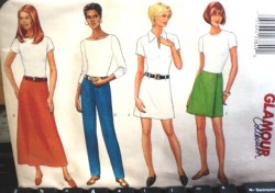 4554 BUTTERICK EZ A-LINE SKIRT LENGTHS, OVERLAY OR NOT, PANTS PATTERN 6-12