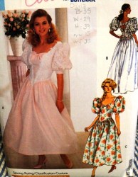 4563 BUTTERICK LONG FLARE DROP WAIST BOWS FLARE SS DRESS PATTERN 6-12