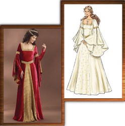4571 MEDIEVAL BACK LACED FLARE FLOOR DRESS PATTERN 6-12,14-20