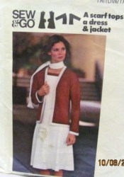 4594 1970s STRETCH KNIT CARDIGAN JKT,DRESS,SCARF PATTERN 14