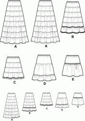 4595 TIER SKIRTS MINI-MAXI 5 LENGTHS PATTERN 4-10,12-20