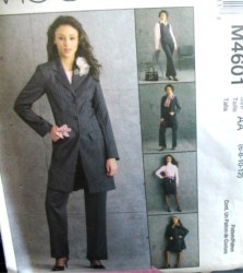 4601 LINED LONG JACKET, VEST, CONTOUR SKIRT, PANTS PATTERN 6-20