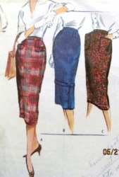 4606 1958 PENCIL SKIRTS 3 VERSIONS PATTERN 25''WST,HIP 34''
