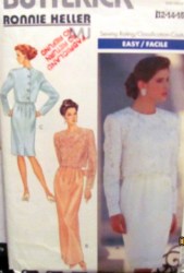 4627 EZ BUTTERICK BACK BUTTON (LACY) TOP, SLEEVELESS DRESS LENGTHS PATTERN 6-10,12-16