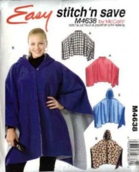 4638 PONCHO, REVERSE HOODIE PONCHO PATTERN XS-M,L-XL