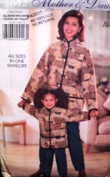 4642 MOM DTR BOXY LONG BUTTON JACKET,PANTS PATTERN 2-6X,XS-L