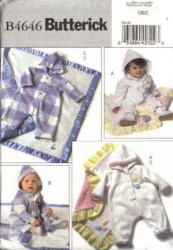 4646 EZ BABY HOODIE JUMPSUIT, REVERSE BLANKET PATTERN NB-LG