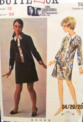 4648 BUTTERICK 1960s MIA FONSSAGRIVES, VICKI TIEL SHORTIE LS SHIRT DRESS PATTERN 10, 12