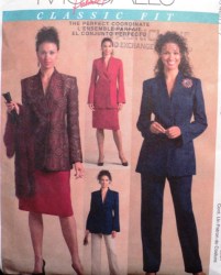 4657 MCCALLS LINED 1 BUTTON JACKET, PANTS,  SKIRT PATTERN 8-14;  10-16; 16-22 3 SZS Choice Uncut